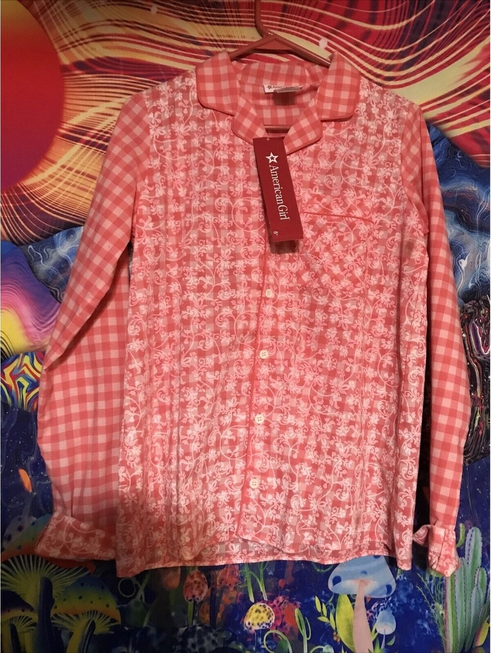 American Girl Doll Girls Tenney Grant Pajama Top XL 18/20 Gingham Plaid